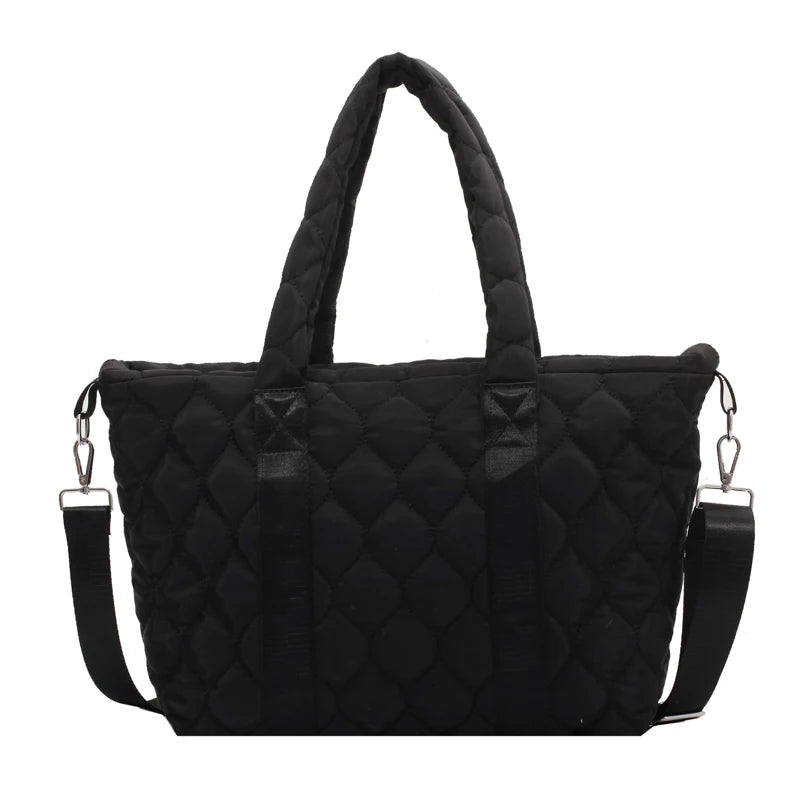 Quilted Women Bag Nylon Large Tote for Ladies Big Shoulder Side Bags