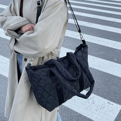 Quilted Women Bag Nylon Large Tote for Ladies Big Shoulder Side Bags