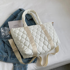 Quilted Women Bag Nylon Large Tote for Ladies Big Shoulder Side Bags