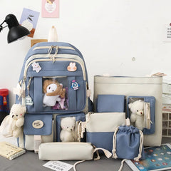 4-Piece Teenagers School Backpack Set Large Capacity Boys Girls Shoulder Bag