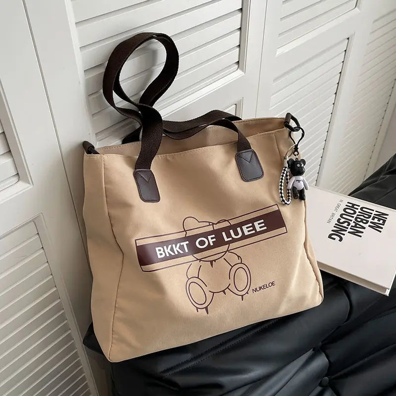 Canvas Women's Bear Tote Bag Large Capacity Casual Messenger Bags