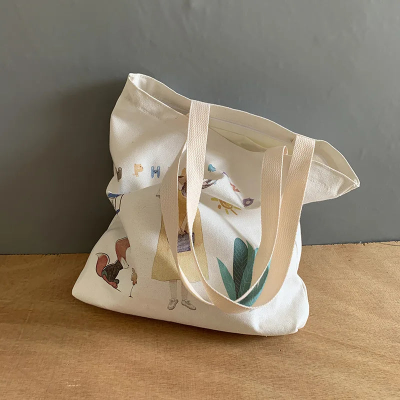 Canvas Shoulder Bag Japanese Students School Tote Bag