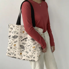 Large Capacity Canvas Women's Shoulder Bag Japanese Students Tote Bag