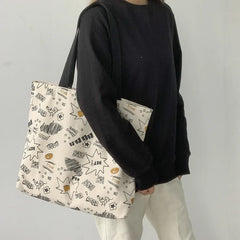 Large Capacity Canvas Women's Shoulder Bag Japanese Students Tote Bag