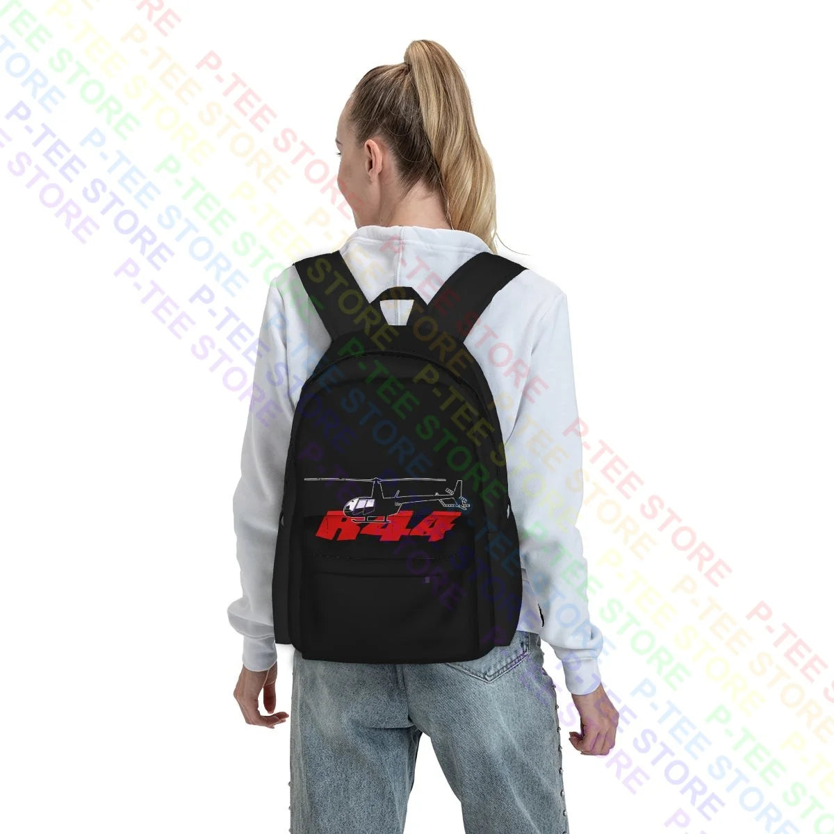 R44 Helicopter Pilot Aviation Backpack School Gym Tote Bag