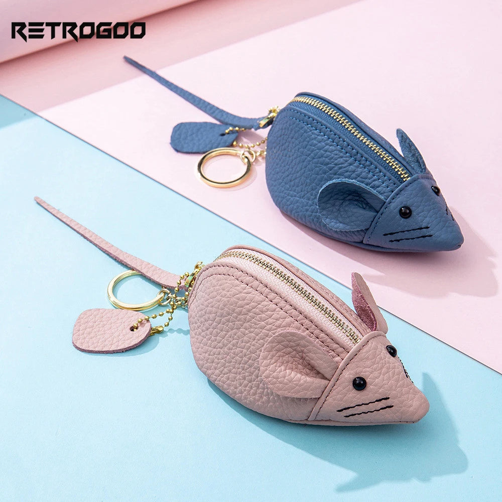 Mouse Lipstick Coin Purse Leather Mini Wallet