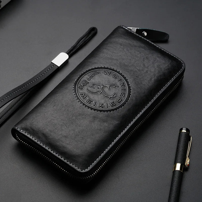 RFID Anti-theft Leather Wallet Men's Bag Vintage HandBag Clutch Carteras