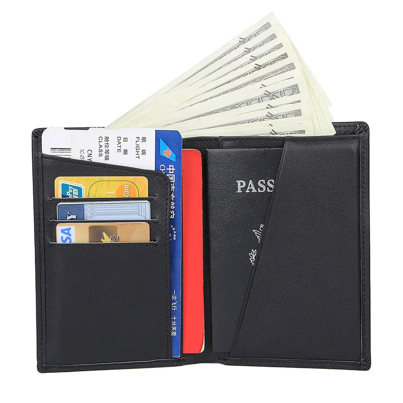 RFID Blocking Leather Passport Holder Cover Case & Travel Wallet