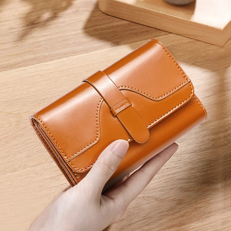 RFID Blocking Leather Women Wallet Medium Ladies Wallets and Purses