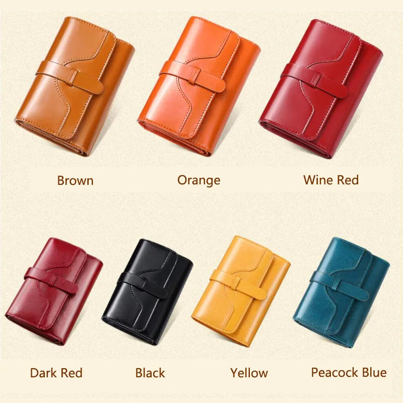 RFID Blocking Leather Women Wallet Medium Ladies Wallets and Purses