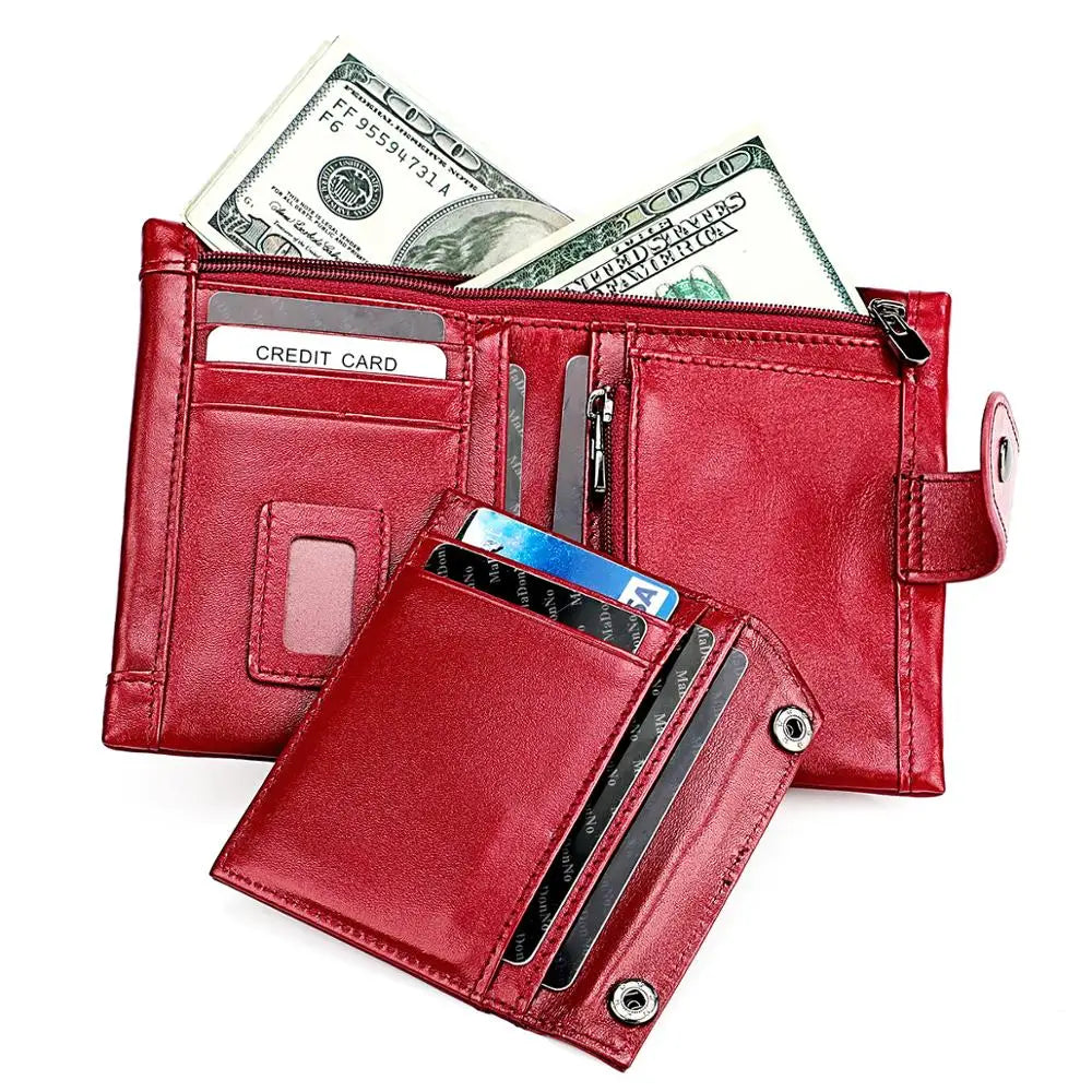 RFID Crazy Horse Leather Slim Wallet for Men