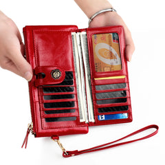 RFID Anti Degaussing Women's Oil Wax Hand Bag