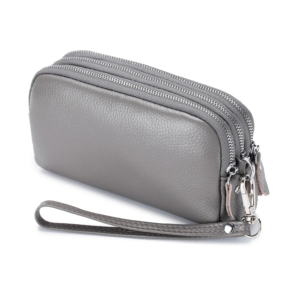 Women Phone Purse Long Wallet Wrist Clutch Bag Cow Leather Purses