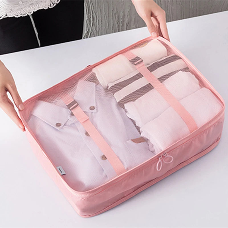 6PCS Waterproof Travel Mesh Bag Luggage Organizer Packing Cube