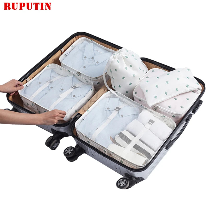 6PCS Waterproof Travel Mesh Bag Luggage Organizer Packing Cube