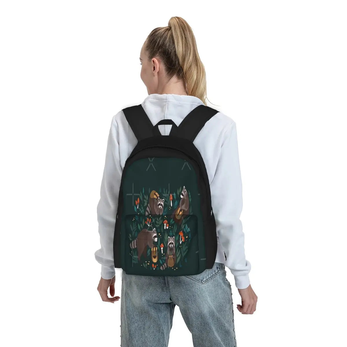 Raccoons Green Backpacks Men's Women's Bags