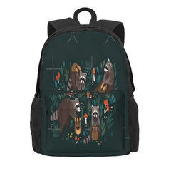Raccoons Green Backpacks Men's Women's Bags