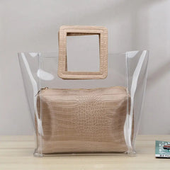 Women Transparent Composite Beach Shoulder Bags Casual Handbags