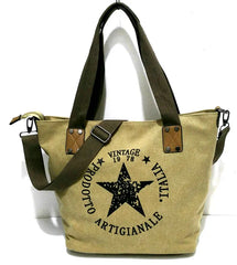 Big Star Printed Canvas Tote Handbag - High Women's Vintage Travel Shoulder Bag