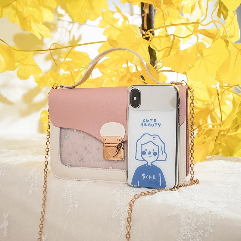 Korea Messenger Bag PU Crossbody Sling Handbag Women's Bags Small Square Bag