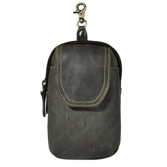 Men Casual Waist Bag Cowhide Hook Belt Pack Cigarette Phone Pouch