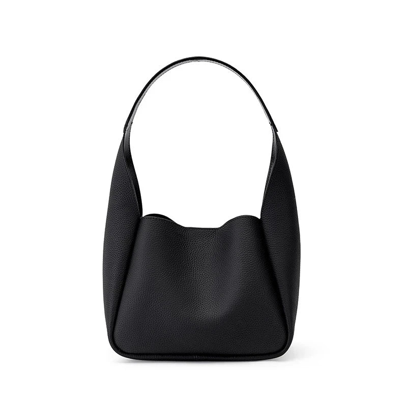 Real Leather Women's Shoulder Bag Handbag First Layer Cowhide Bucket Cabbage Bas
