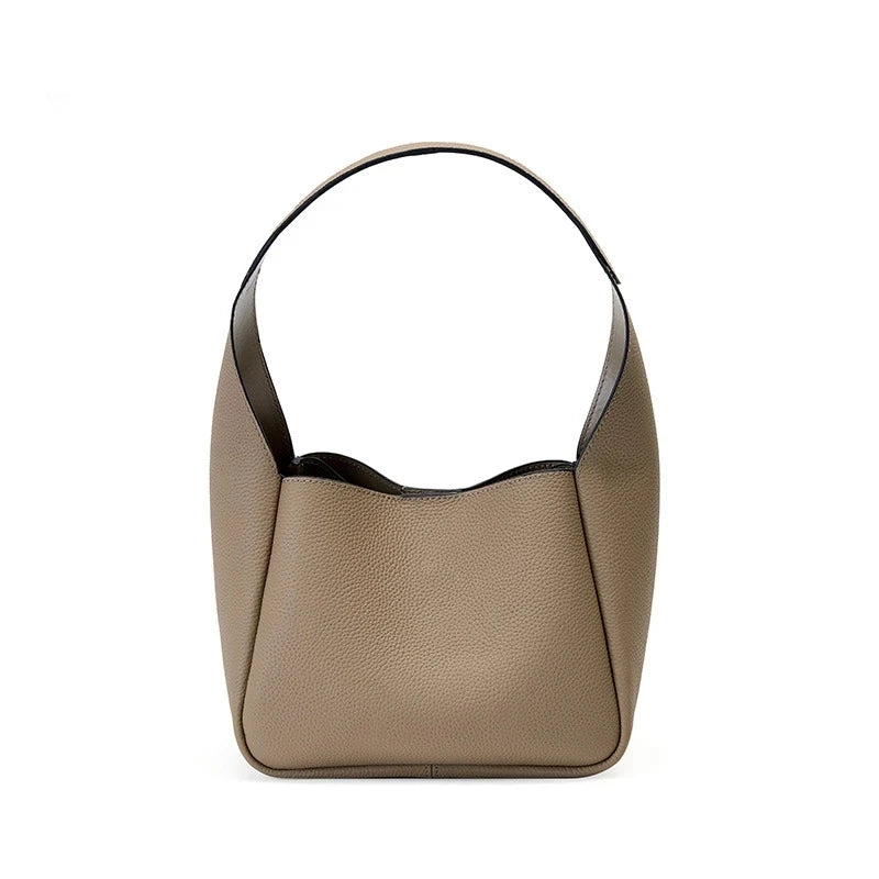 Real Leather Women's Shoulder Bag Handbag First Layer Cowhide Bucket Cabbage Bas