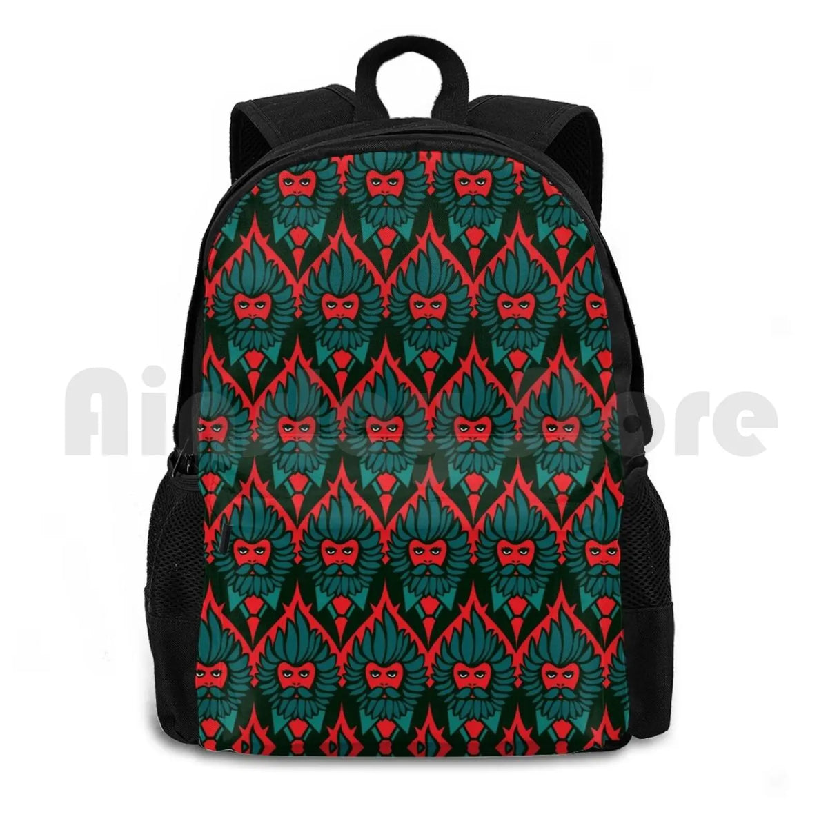 Red Beardies Outdoor Hiking Backpack Waterproof Camping Travel Baroque Flowers