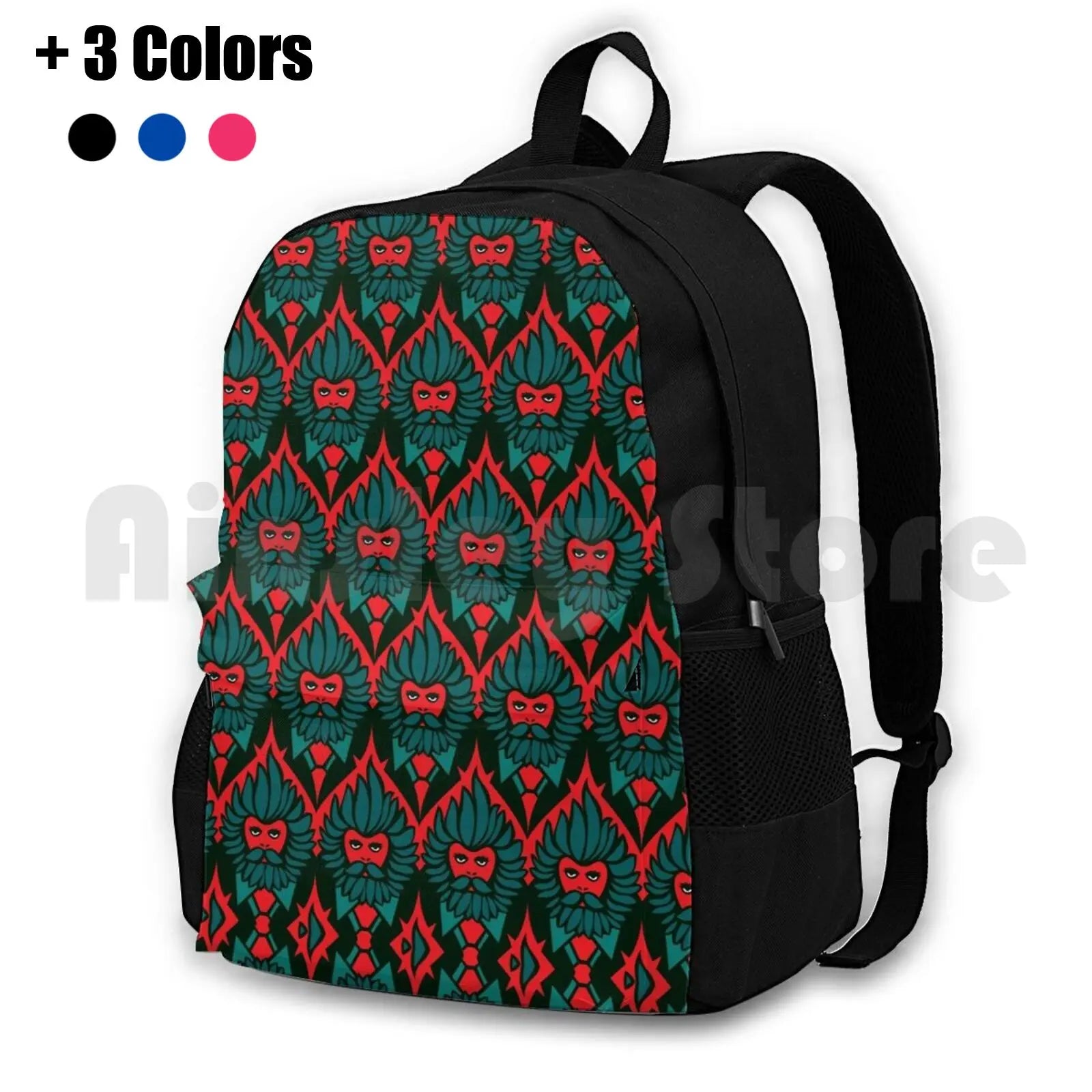 Red Beardies Outdoor Hiking Backpack Waterproof Camping Travel Baroque Flowers