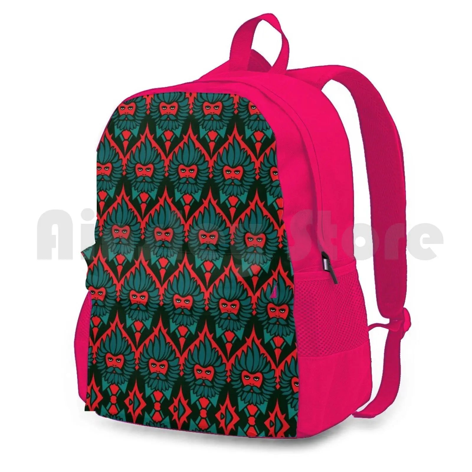 Red Beardies Outdoor Hiking Backpack Waterproof Camping Travel Baroque Flowers