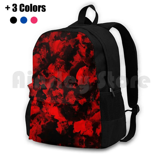 Red Black-Red Abstract Art Outdoor Hiking Backpack Waterproof Camping