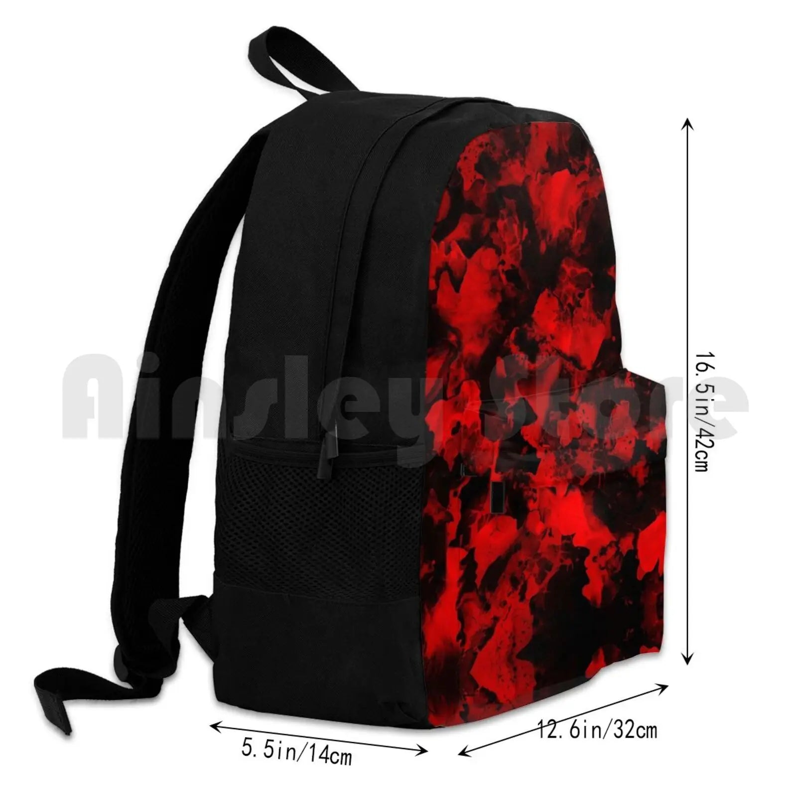 Red Black-Red Abstract Art Outdoor Hiking Backpack Waterproof Camping