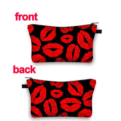 Red Lip 3D Printing Makeup Bags Multicolor Pattern Girls Cosmetics Pouchs