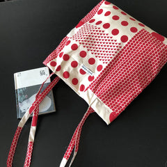 Red Polka Dot Women Shoulder Bag Thin Cotton Linen Large Capacity Handbag