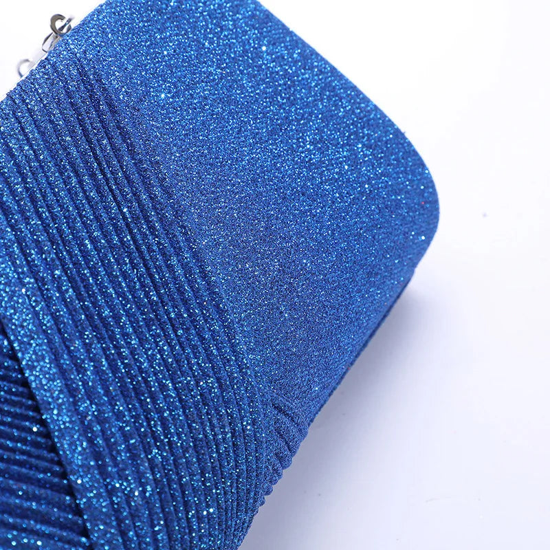 Red Sequined Glitter Envelope Clutch Bag Chain Shoulder Evening Party Handbag