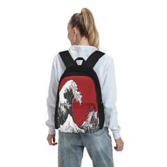 Red Great Wave Backpack Men Women Summer Backpack