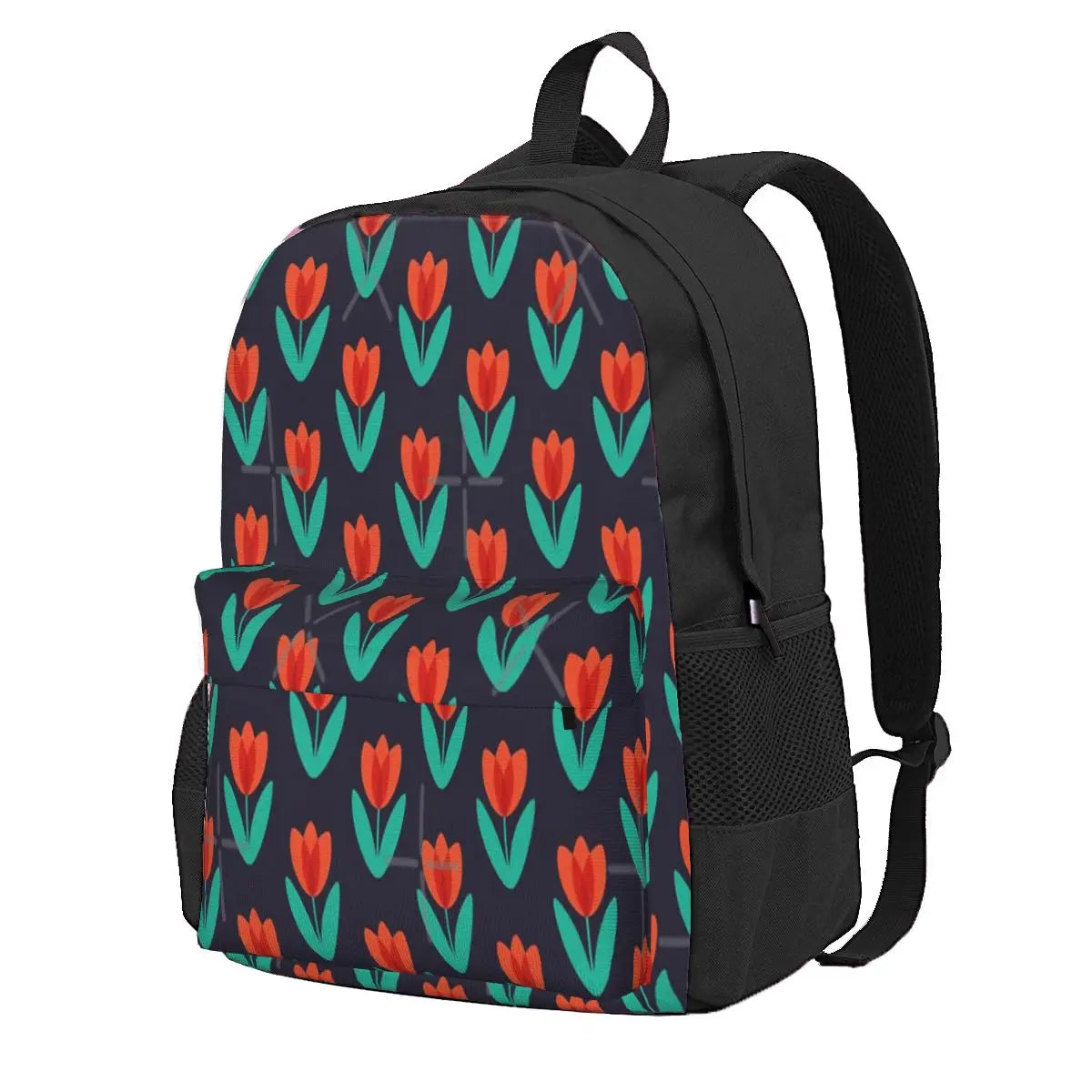 Red Tulip In Midnight Backpack - Men's & Women's School Bag