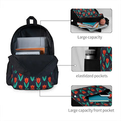 Red Tulip In Midnight Backpack - Men's & Women's School Bag