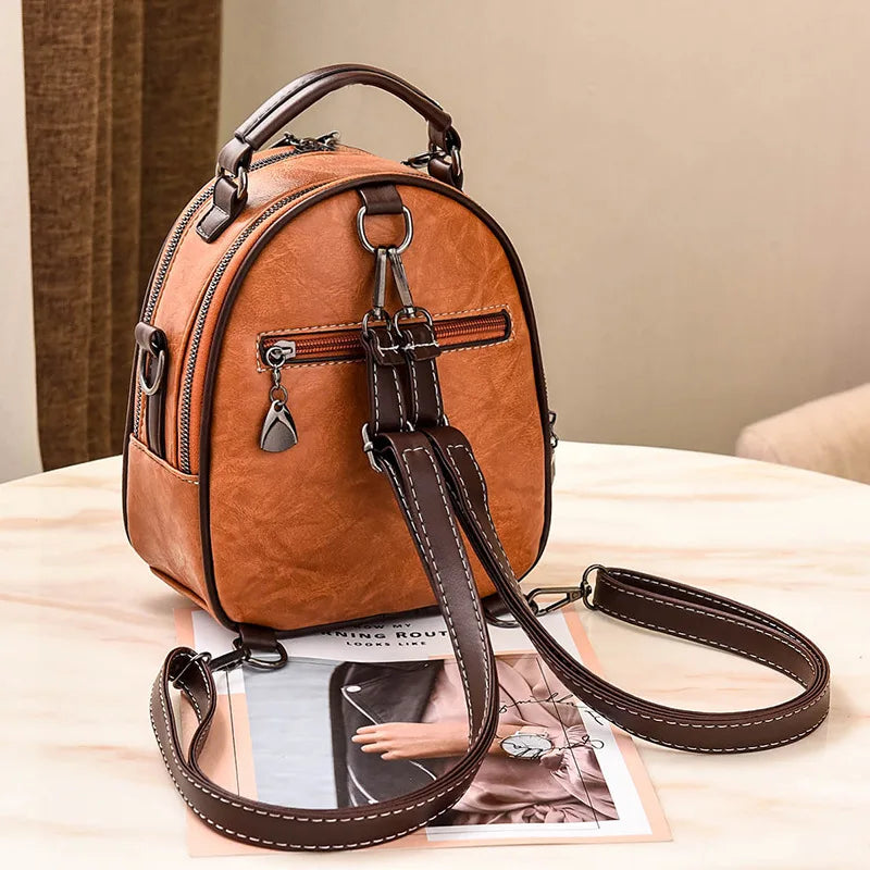 Retro Backpack Women's College Style Pu Shoulder Bag