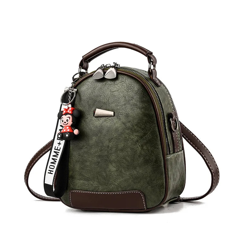 Retro Backpack Women's College Style Pu Shoulder Bag