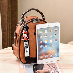 Retro Backpack Women's College Style Pu Shoulder Bag