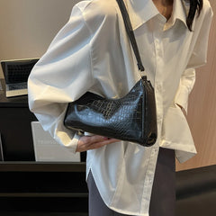 Retro Armpit Shoulder Bag Chain Handbag Crocodile Leather Purse