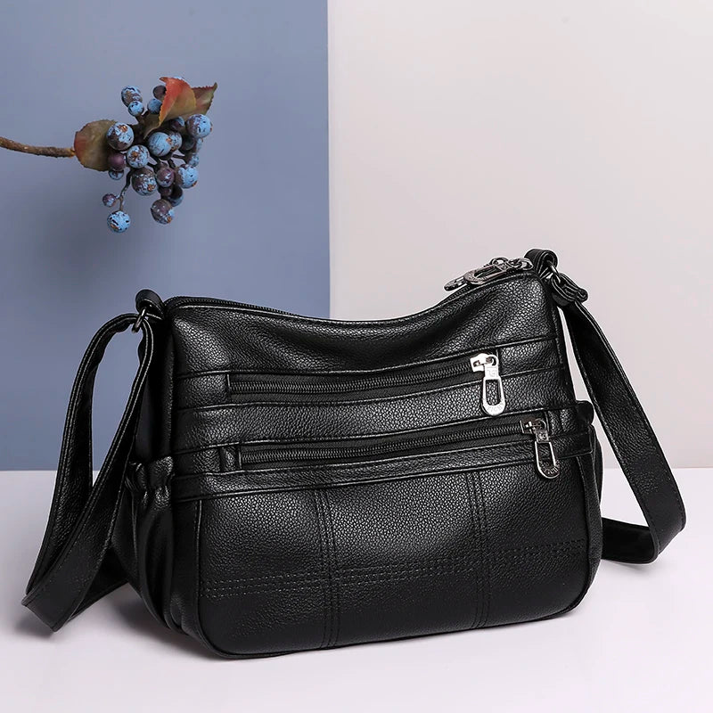 Retro Messenger Pack Shoulder Bag Ladies PU Leather Crossbody Handbag