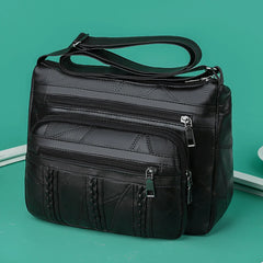 Retro Mother's Shoulder Handbags Casual PU Leather Braided Women's Messenger Bag