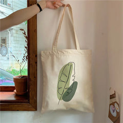Boho Plants Canvas Tote Bag Harajuku Shoulder Bag