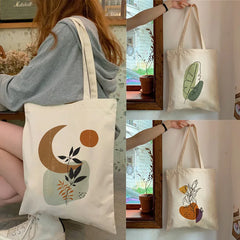 Boho Plants Canvas Tote Bag Harajuku Shoulder Bag