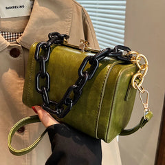 Retro Box Bag High Pu Leather Crossbody Bag Women's Handbags