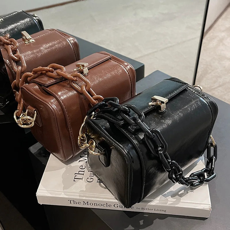 Retro Box Bag High Pu Leather Crossbody Bag Women's Handbags
