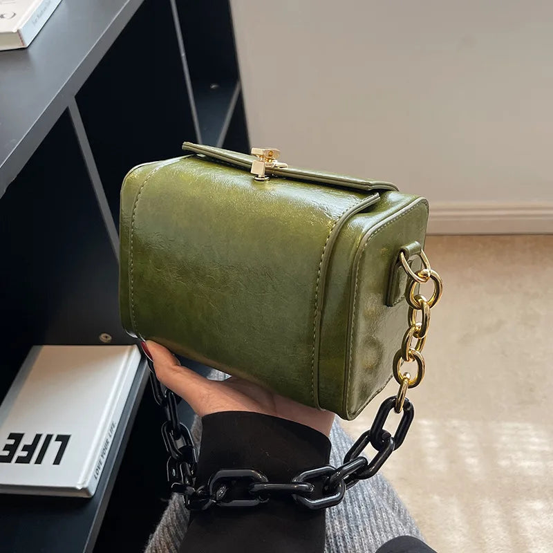 Retro Box Bag High Pu Leather Crossbody Bag Women's Handbags
