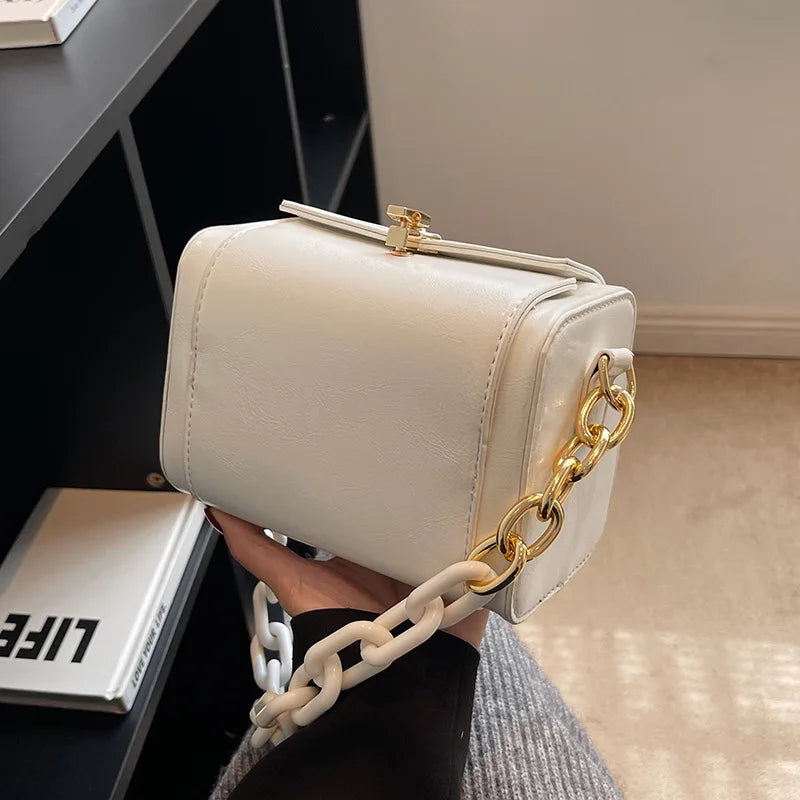 Retro Box Bag High Pu Leather Crossbody Bag Women's Handbags
